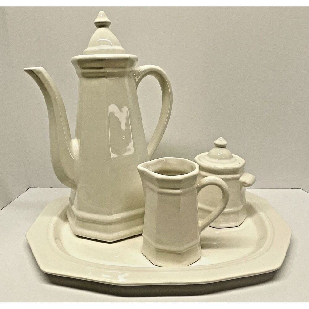 Vintage Pforever Pfaltzgraff Heritage 14" Coffee Pot; 16" platter; cream; sugar